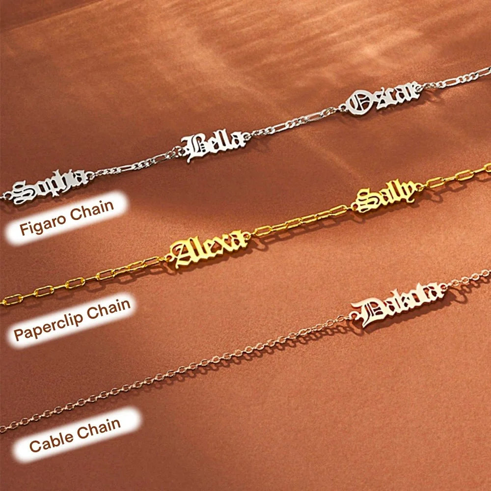 Custom Combined Old English Names Necklace