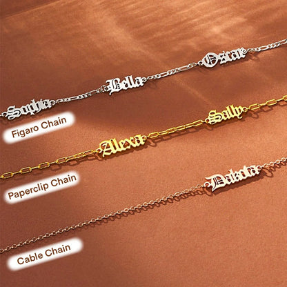 Custom Combined Old English Names Necklace