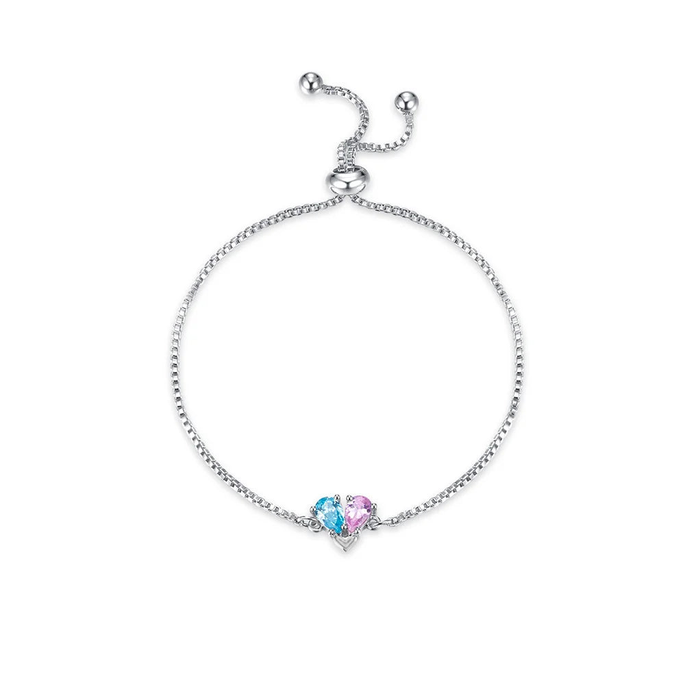 Custom Double Birthstone Heart Bracelet