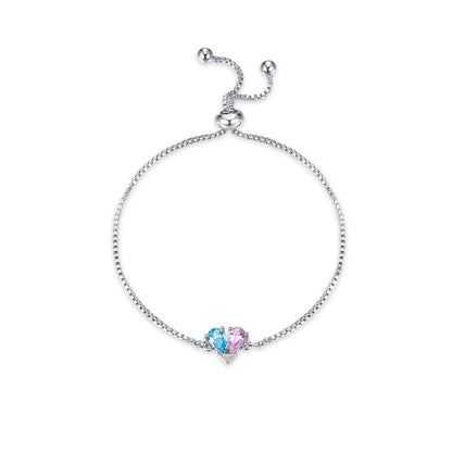 Custom Double Birthstone Heart Bracelet