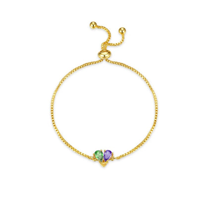 Custom Double Birthstone Heart Bracelet