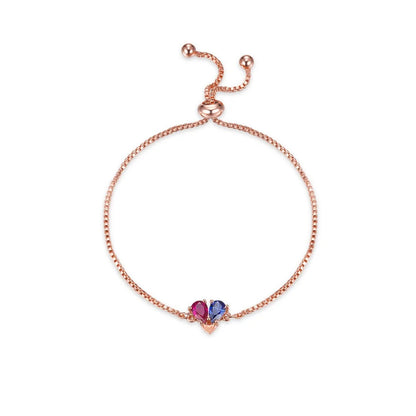 Custom Double Birthstone Heart Bracelet
