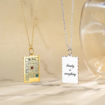 Custom Calendar Necklace with 1-6 Birthstones