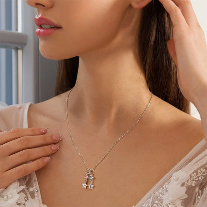 Custom Minimalist Star Initial Necklace with Birthstone