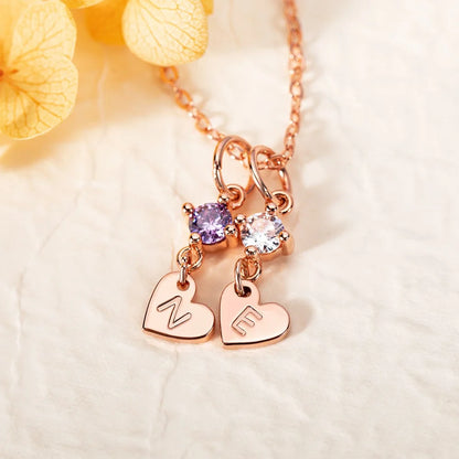 Custom Minimalist Star Initial Necklace with Birthstone