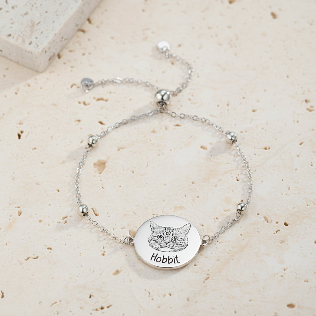 Custom Name Pet Portrait Engraved Bracelet