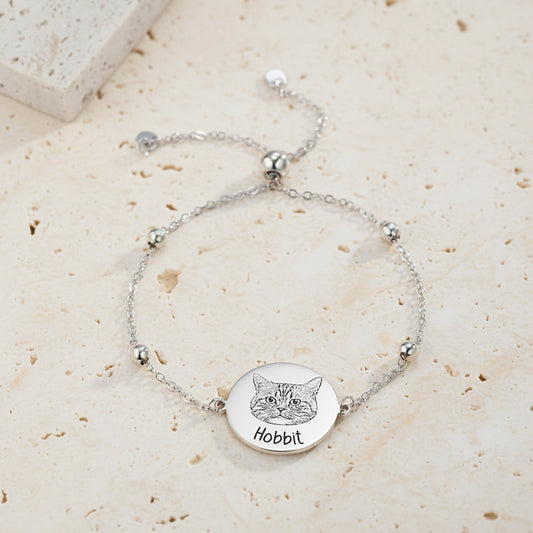 Custom Name Pet Portrait Engraved Bracelet
