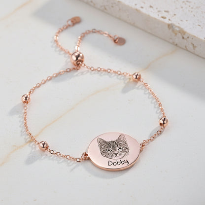 Custom Name Pet Portrait Engraved Bracelet