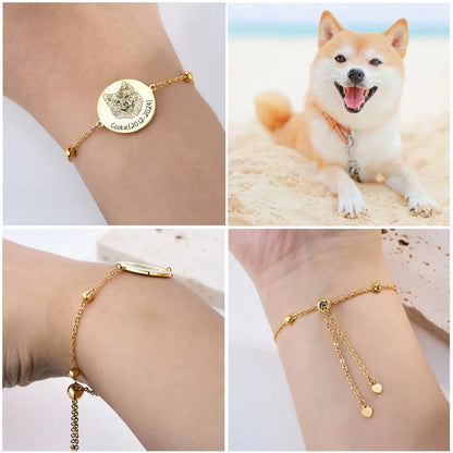 Custom Name Pet Portrait Engraved Bracelet
