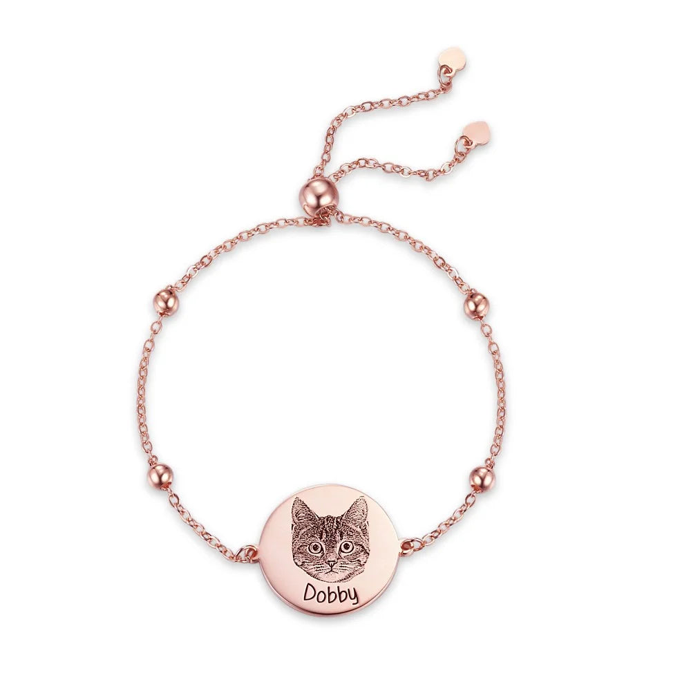 Custom Name Pet Portrait Engraved Bracelet