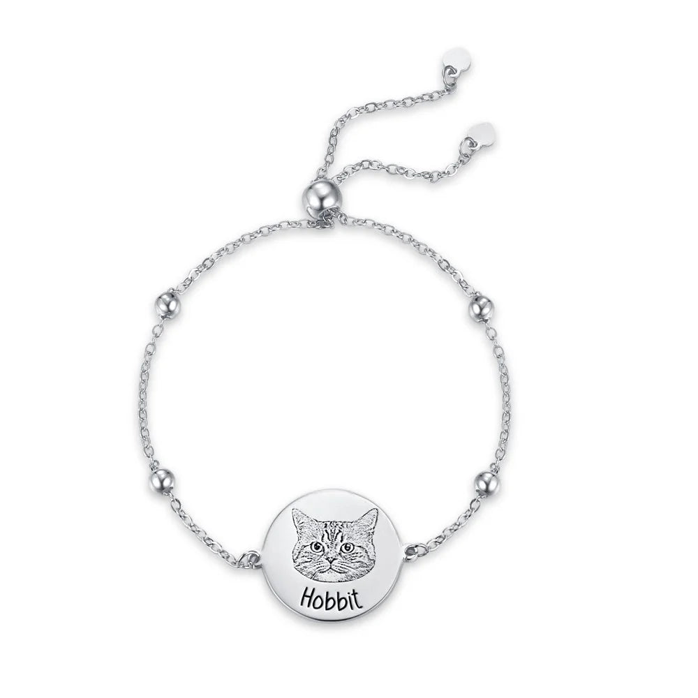 Custom Name Pet Portrait Engraved Bracelet