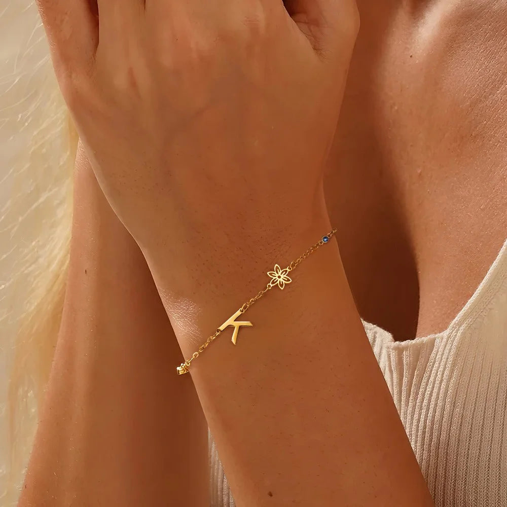 Birth Flowers & Birthstones Chain Bracelet