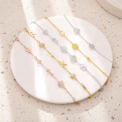Birth Flowers & Birthstones Chain Bracelet