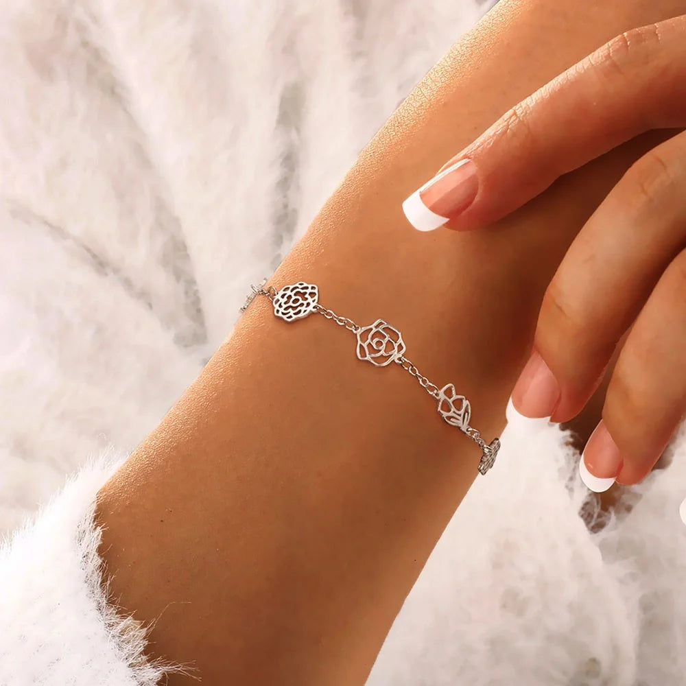 Birth Flowers & Birthstones Chain Bracelet