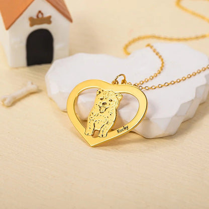 Engraved Pet Portrait Heart Necklace