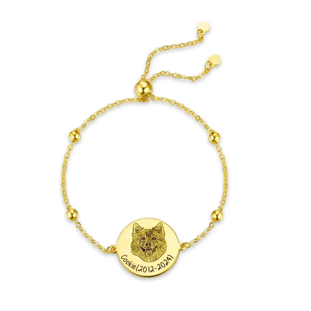 Custom Name Pet Portrait Engraved Bracelet