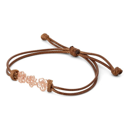 Combined Birth Flower Leather Bracelet