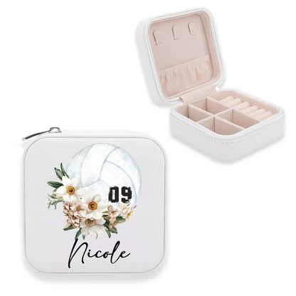 Custom Name & Birth Flower Volleyball Jewelry Box