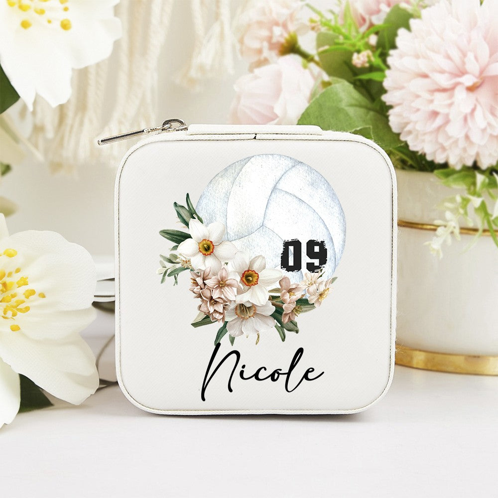 Custom Name & Birth Flower Volleyball Jewelry Box