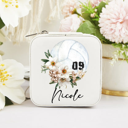 Custom Name & Birth Flower Volleyball Jewelry Box