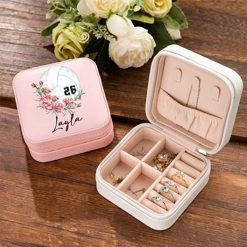 Custom Name & Birth Flower Volleyball Jewelry Box