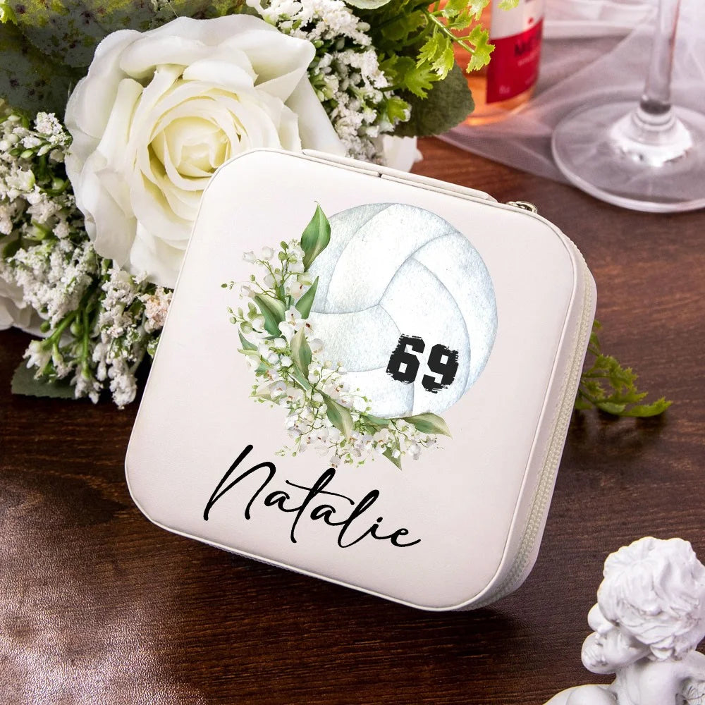 Custom Name & Birth Flower Volleyball Jewelry Box