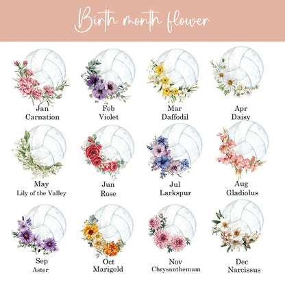 Custom Name & Birth Flower Volleyball Jewelry Box