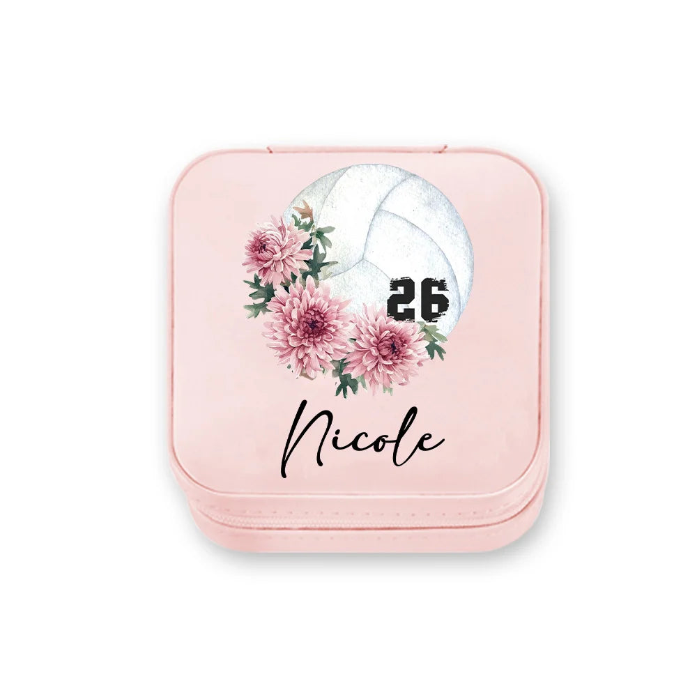Custom Name & Birth Flower Volleyball Jewelry Box