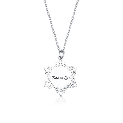 Custom Engraved Snowflake Photo Necklace