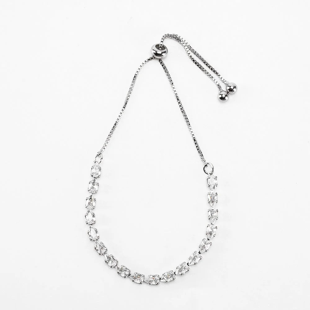 Bridesmaids Adjustable Diamond Bracelet with Personalized Pouch SET