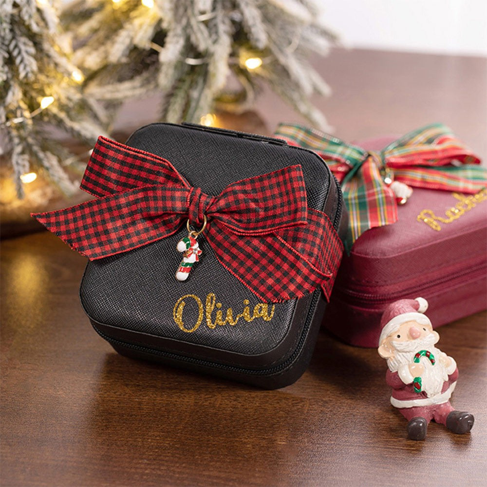 Custom Christmas Jewelry Case with Charm & Bow