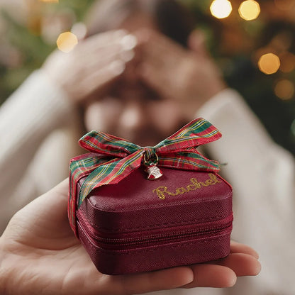Custom Christmas Jewelry Case with Charm & Bow
