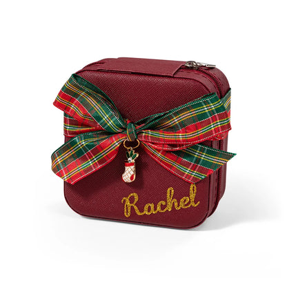 Custom Christmas Jewelry Case with Charm & Bow