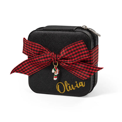 Custom Christmas Jewelry Case with Charm & Bow