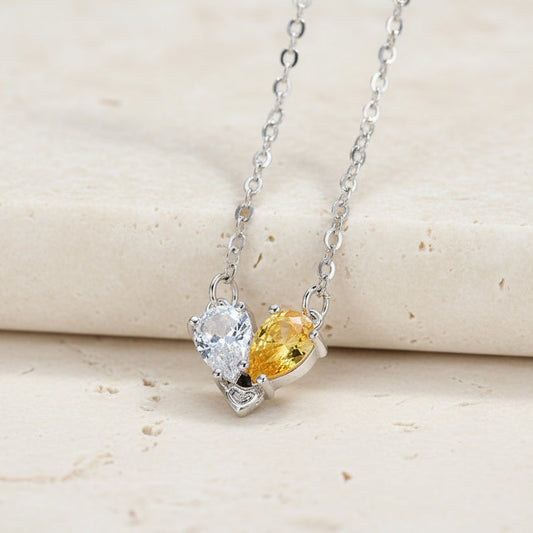 Custom Double Birthstone Heart Necklace