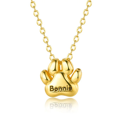 Custom Name Bubble Pet Paws Necklace