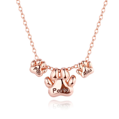 Custom Name Bubble Pet Paws Necklace