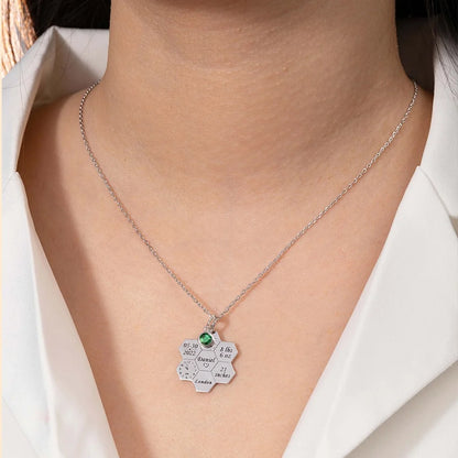 Engraved Baby Birth Stats Honeycomb Necklace