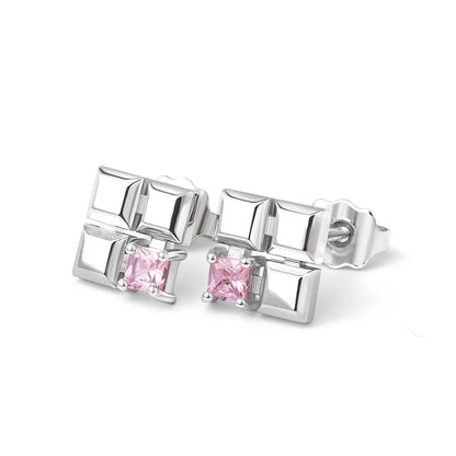 Custom Cube Birthstones Stud Earrings