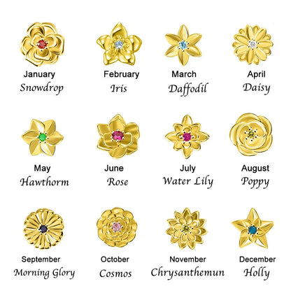 Personalized Horseshoe Necklace with Birth Flower