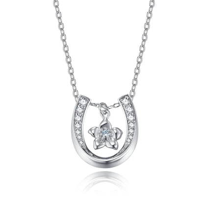 Personalized Horseshoe Necklace with Birth Flower