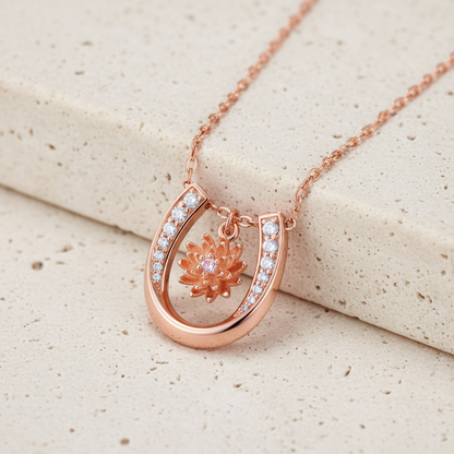 Personalized Horseshoe Necklace with Birth Flower