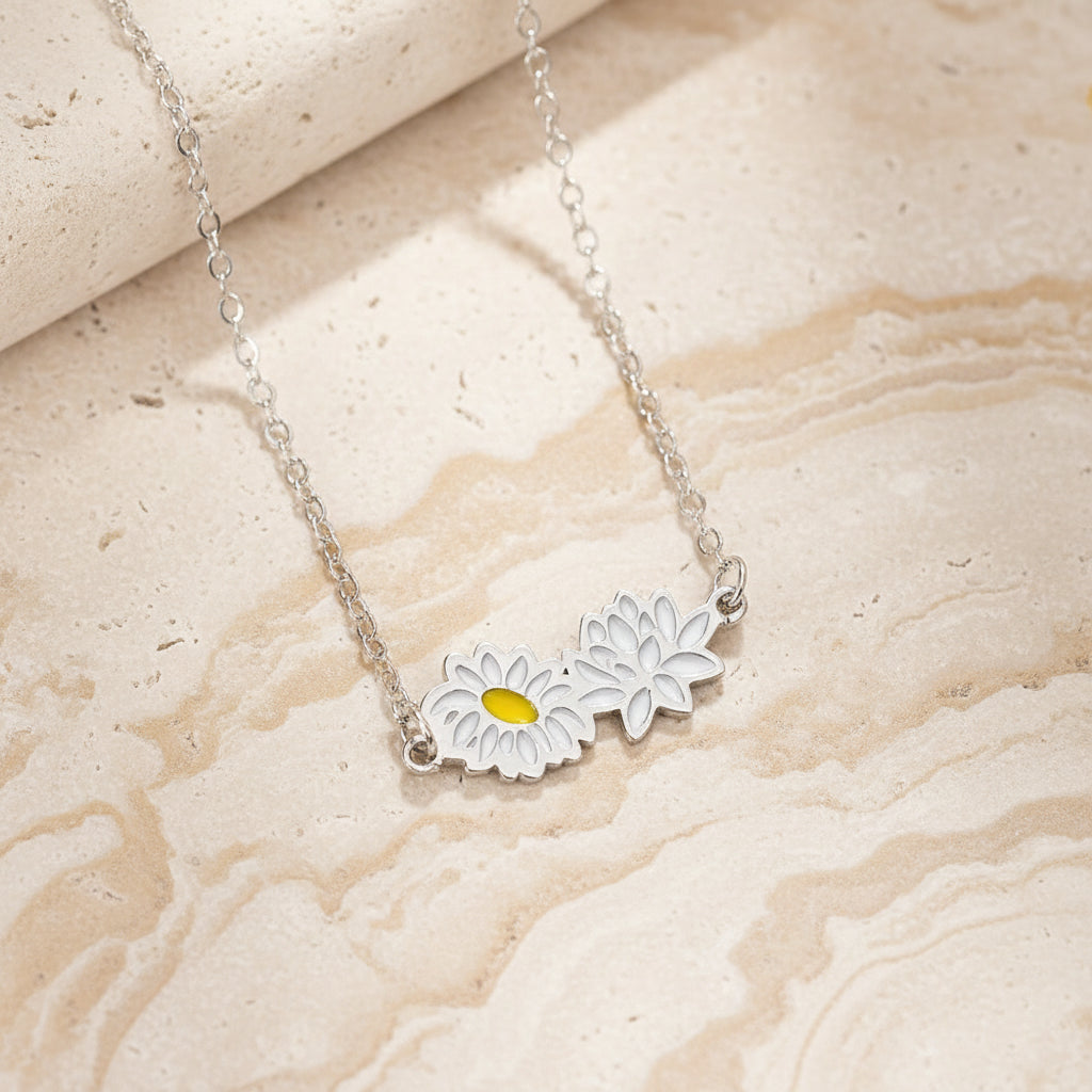Custom Combined Colorful Birth Flowers Necklace