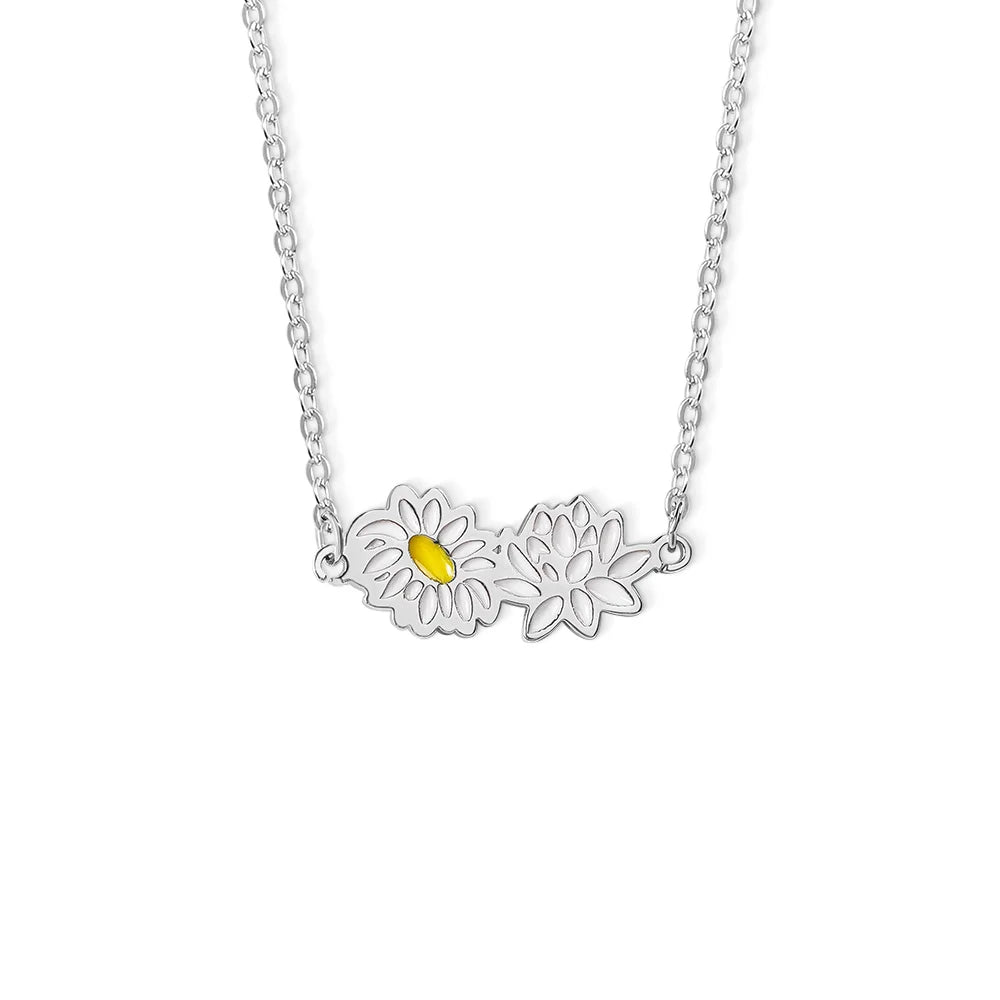 Custom Combined Colorful Birth Flowers Necklace