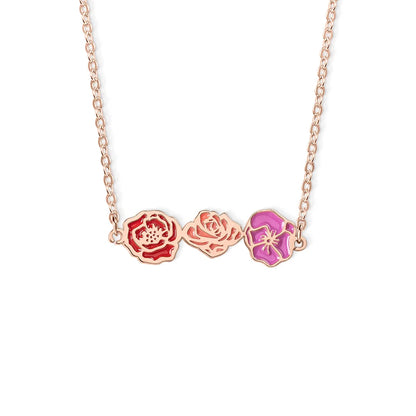 Custom Combined Colorful Birth Flowers Necklace