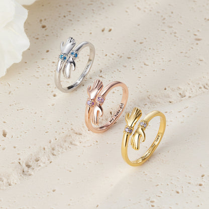 Custom Engraved Birthstone Hug Ring