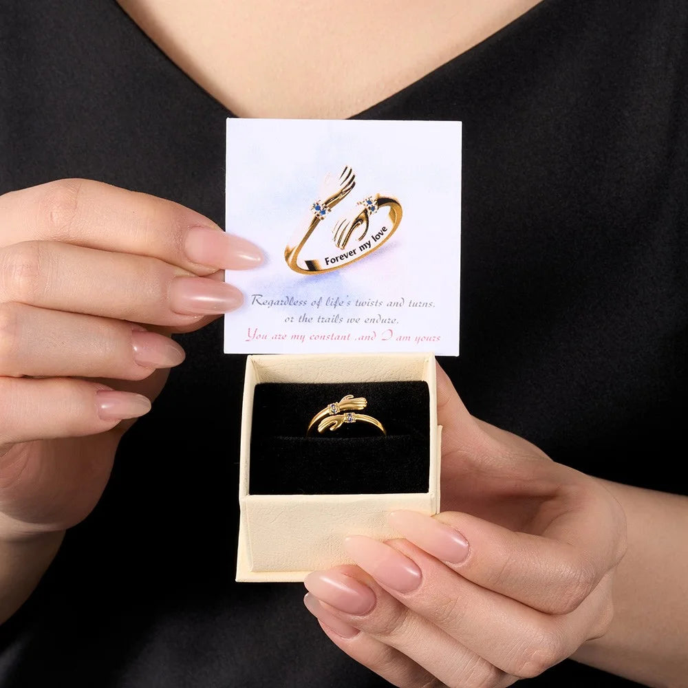 Custom Engraved Birthstone Hug Ring