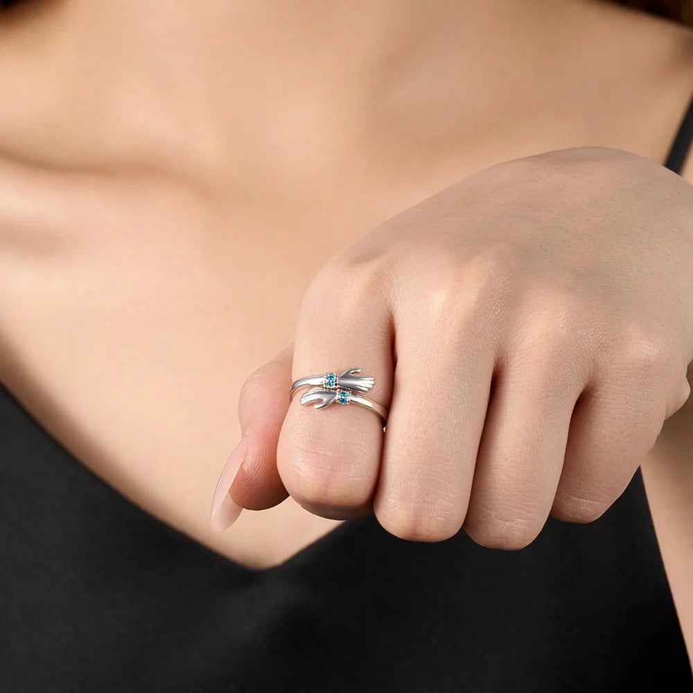 Custom Engraved Birthstone Hug Ring