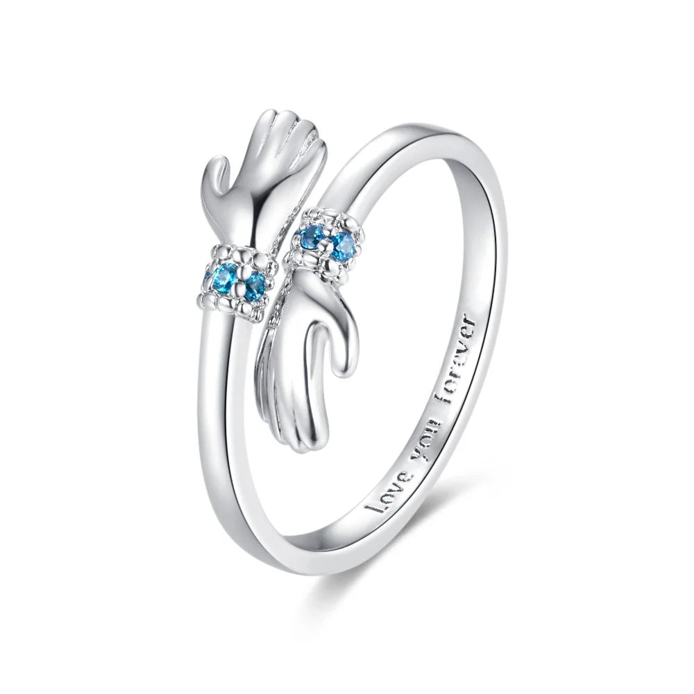 Custom Engraved Birthstone Hug Ring