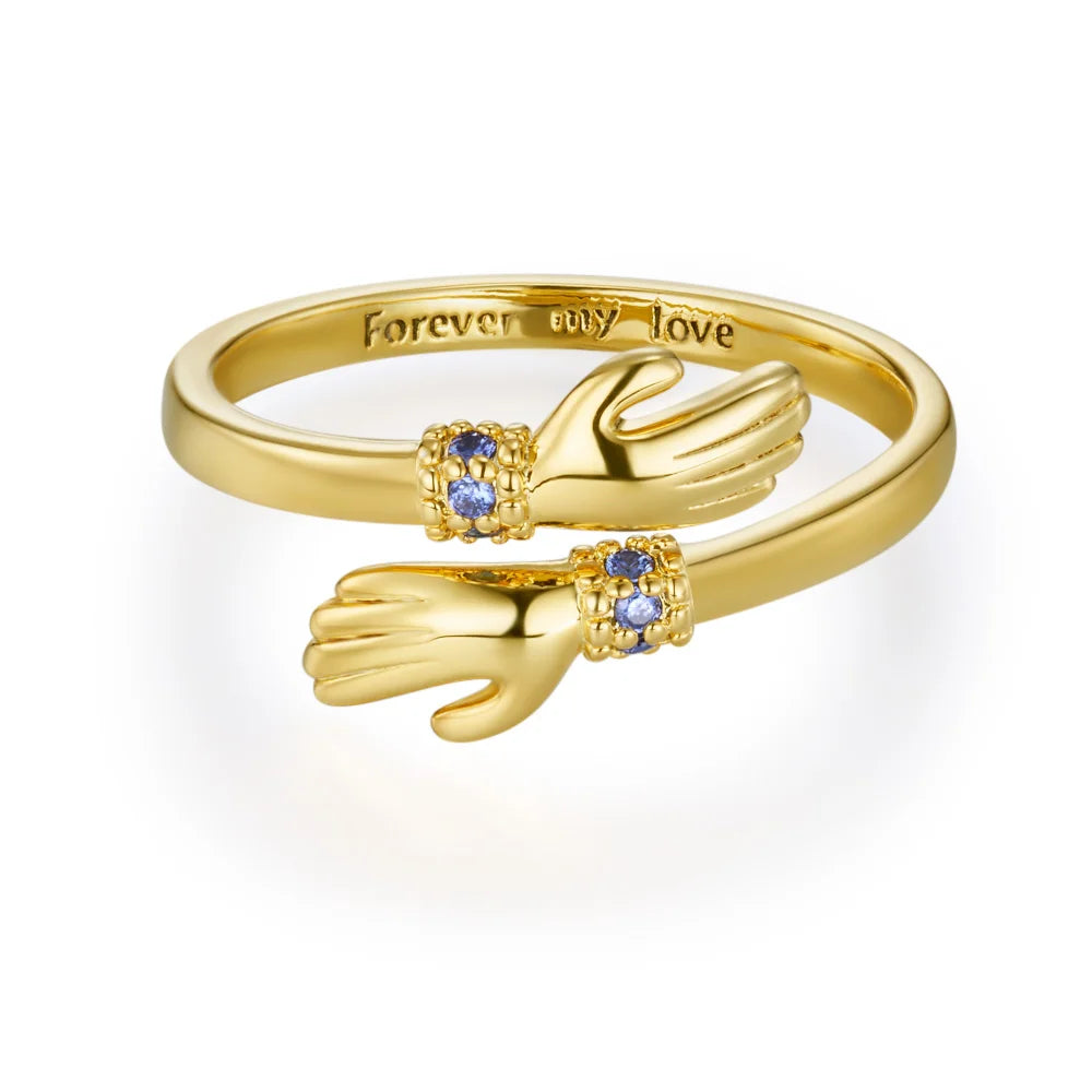 Custom Engraved Birthstone Hug Ring